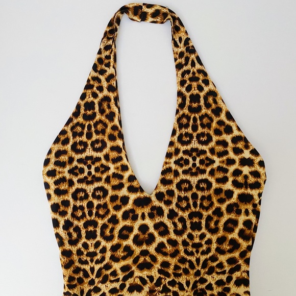 Deep V Sleeveless Backless Halter Leotard Bodysuit - Picture 3 of 3